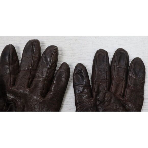 CARDINAL GLOVE COMPANY - VINTAGE WOMEN'S BROWN COWGRAIN LEATHER GLOVES - SIZE M - Picture 7 of 10